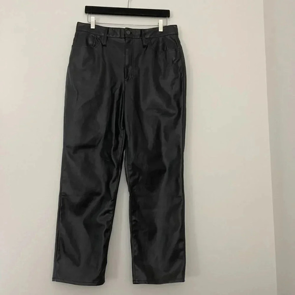 Madewell The Perfect Vintage Straight Jeans in Black Faux Leather Size 31 - Picture 1 of 8